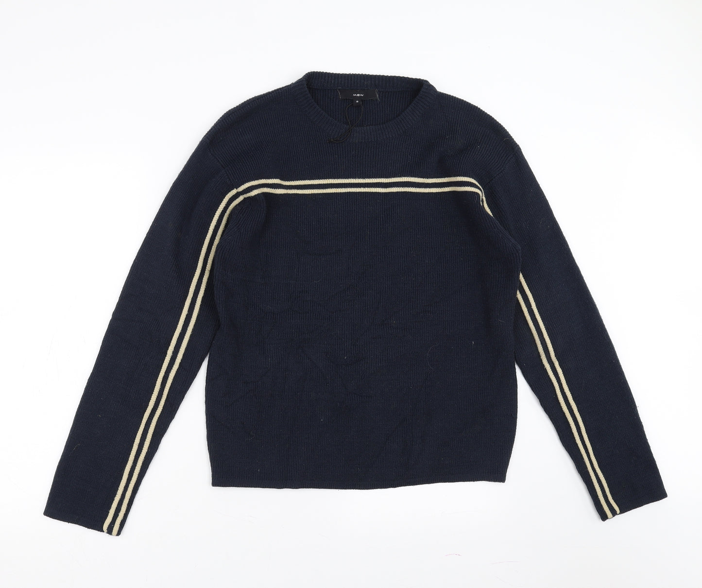 Mew Mens Blue   Pullover Jumper Size S  - stripe detail