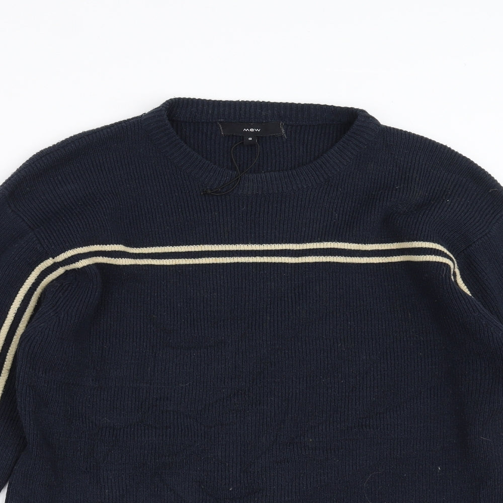 Mew Mens Blue   Pullover Jumper Size S  - stripe detail