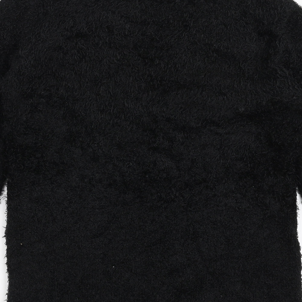 Heart & Soul Womens Black Geometric  Pullover Jumper Size 12  - fluffy