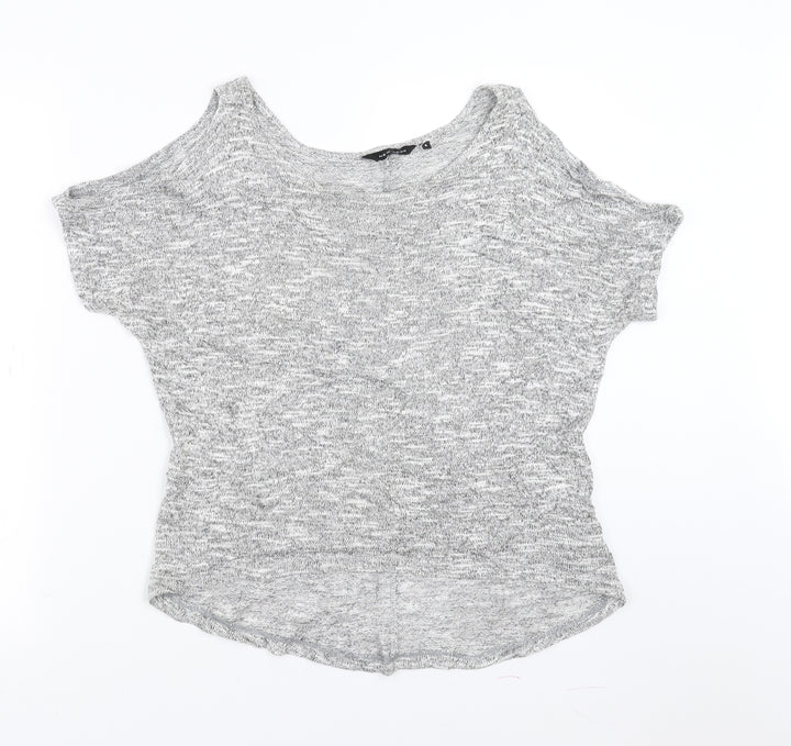 New Look Womens Grey   Pullover Jumper Size 8  - cold Shoulder