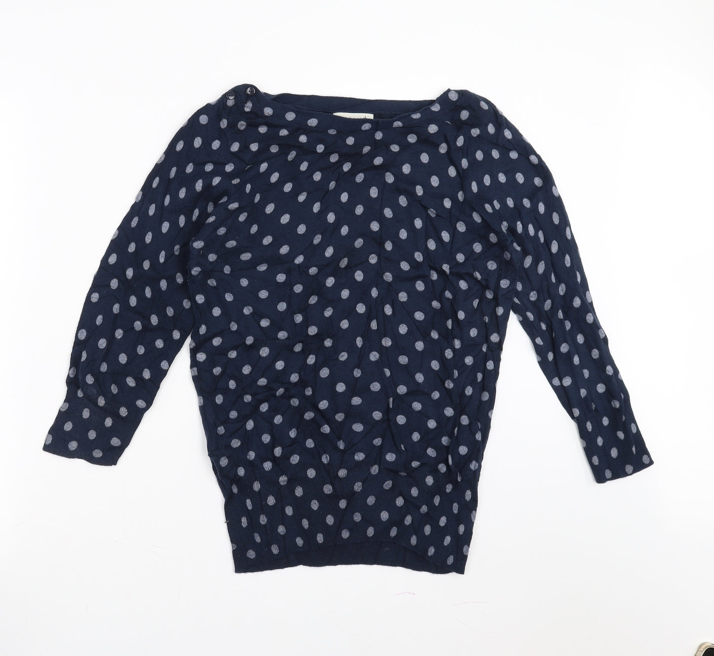 NEXT Womens Blue Polka Dot Knit Pullover Jumper Size 10