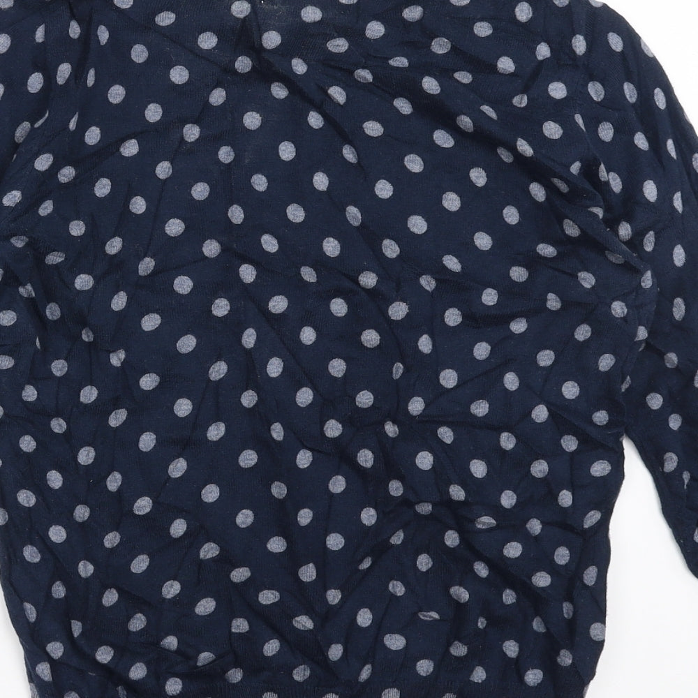 NEXT Womens Blue Polka Dot Knit Pullover Jumper Size 10