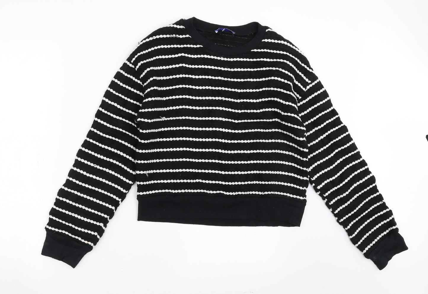 Zara Womens Black Striped  Pullover Sweatshirt Size S