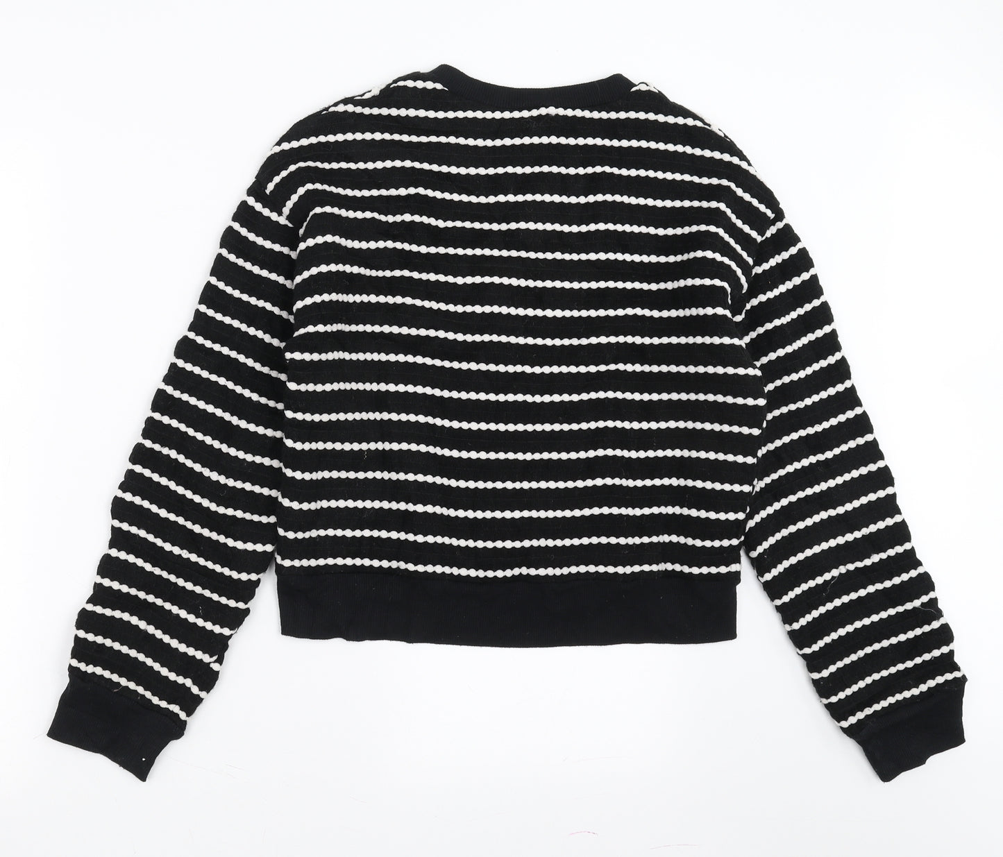 Zara Womens Black Striped  Pullover Sweatshirt Size S