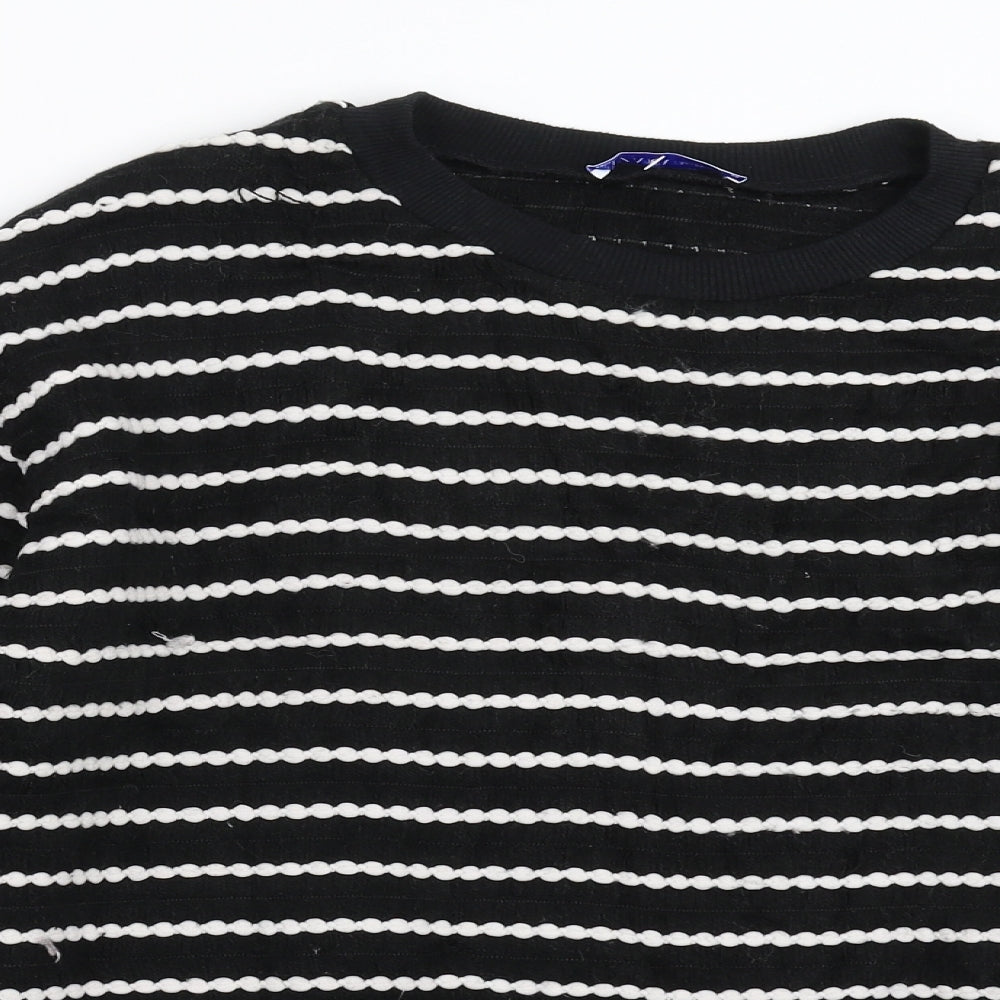 Zara Womens Black Striped  Pullover Sweatshirt Size S