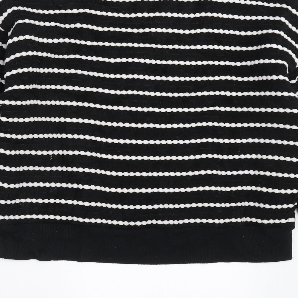 Zara Womens Black Striped  Pullover Sweatshirt Size S