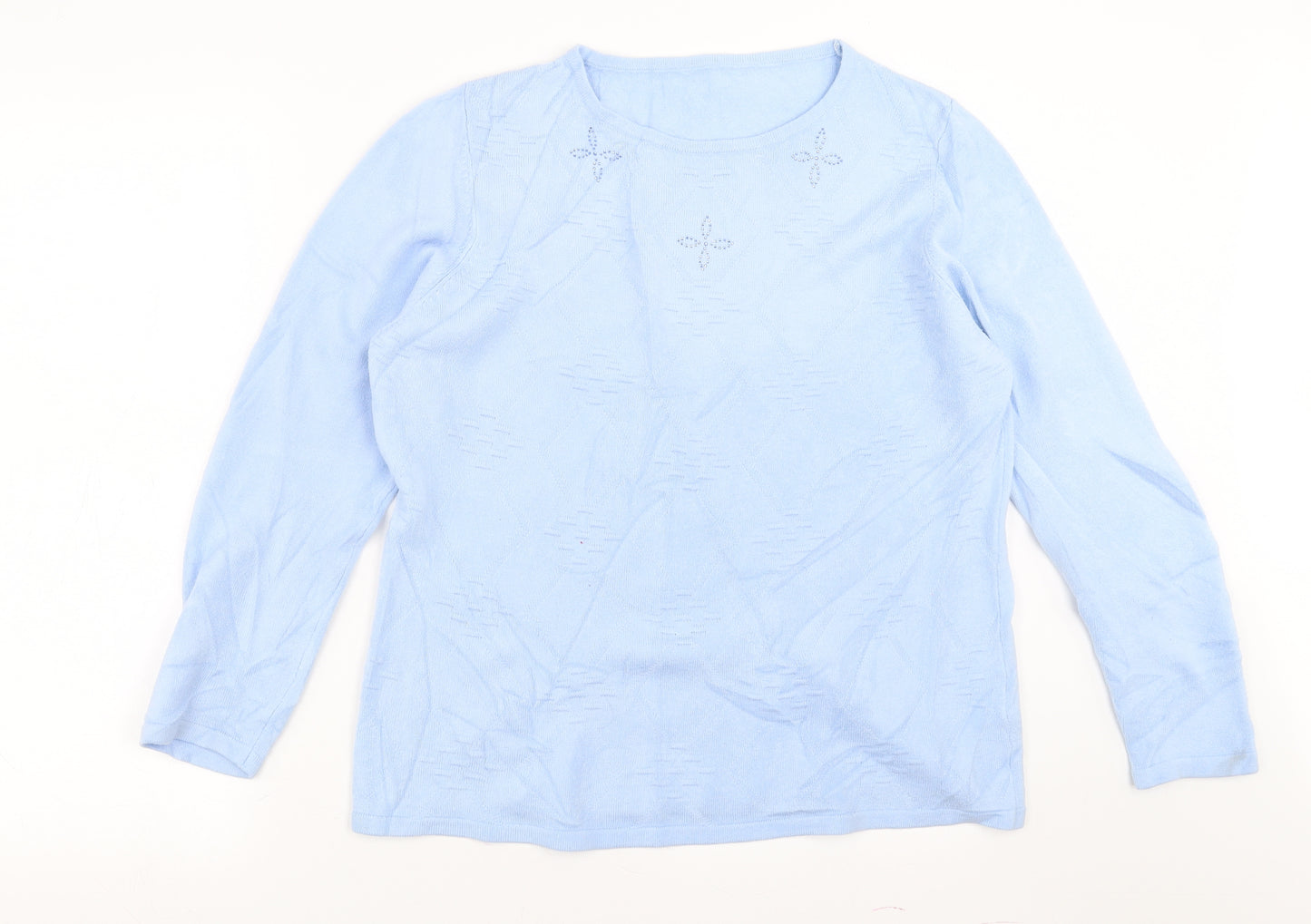 Preworn Womens Blue Geometric  Pullover Jumper Size 2XL