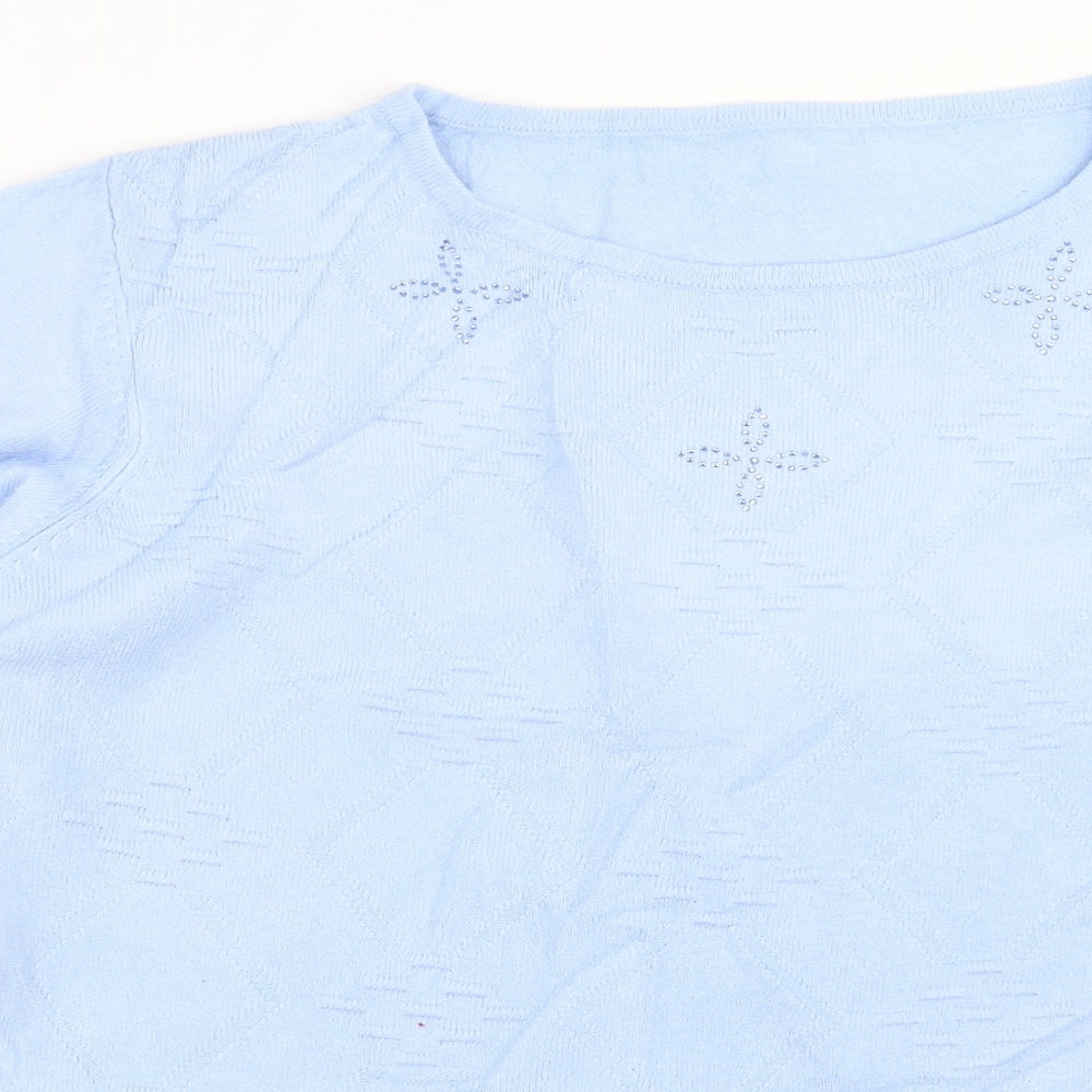 Preworn Womens Blue Geometric  Pullover Jumper Size 2XL