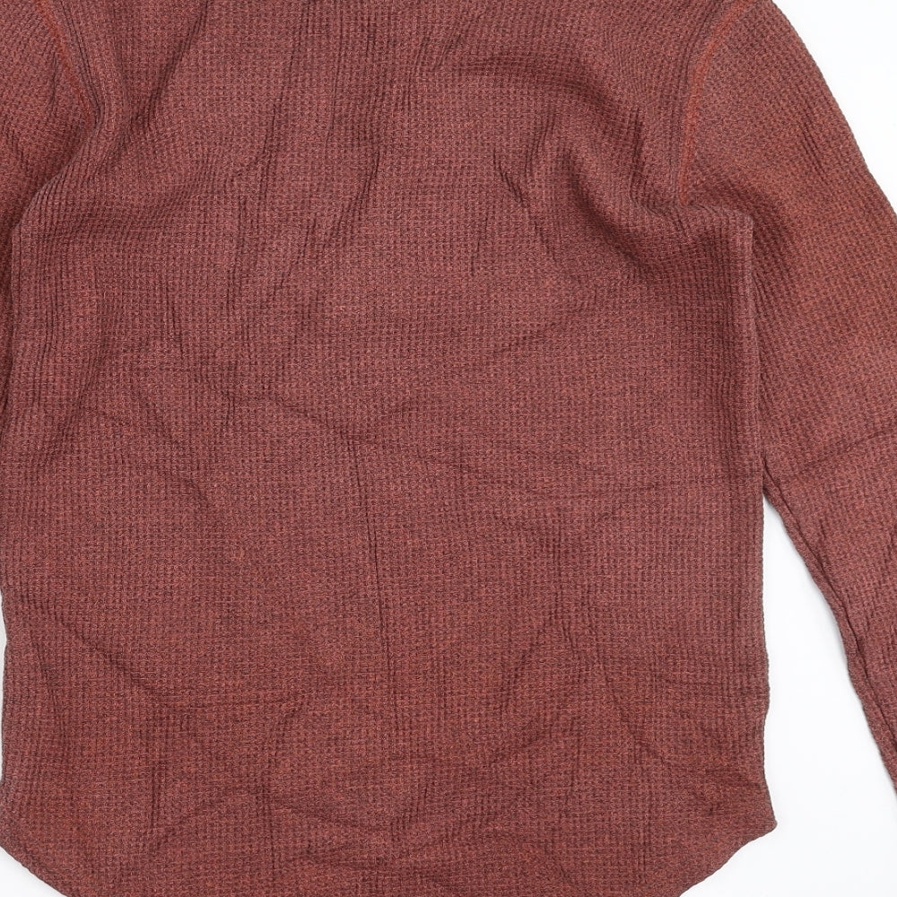 Primark Mens Brown   Pullover Sweatshirt Size M  - rust coloured, waffle texture