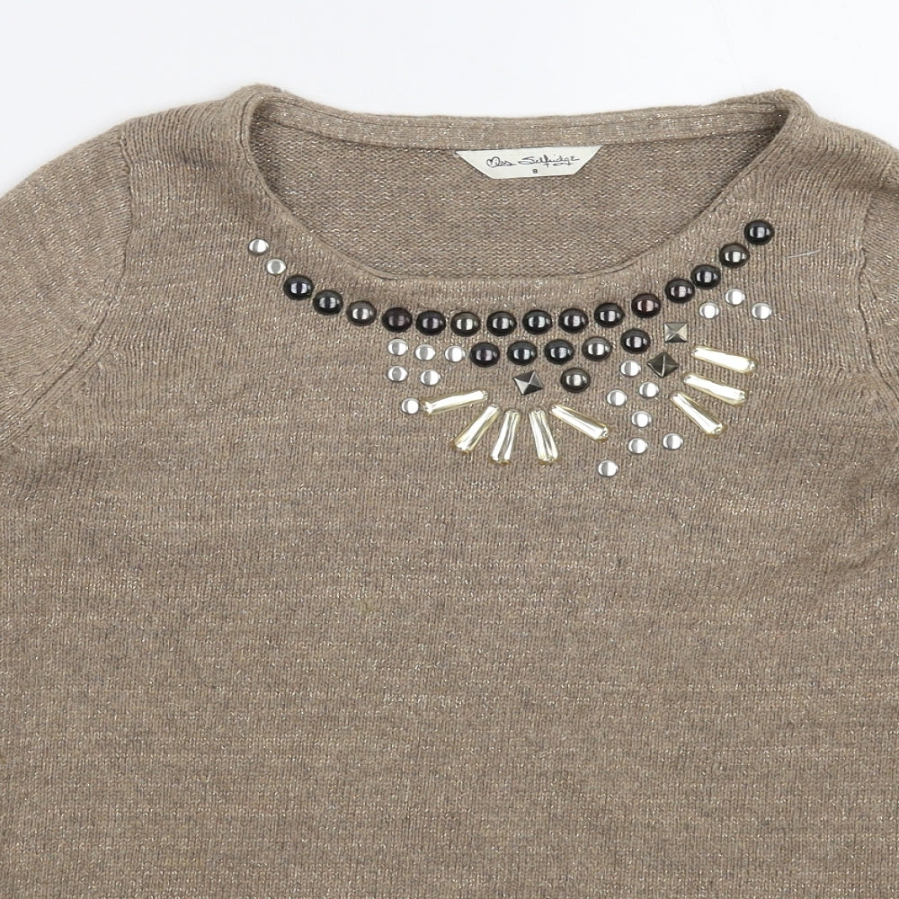 Miss Selfridge Womens Grey  Knit Pullover Jumper Size 8