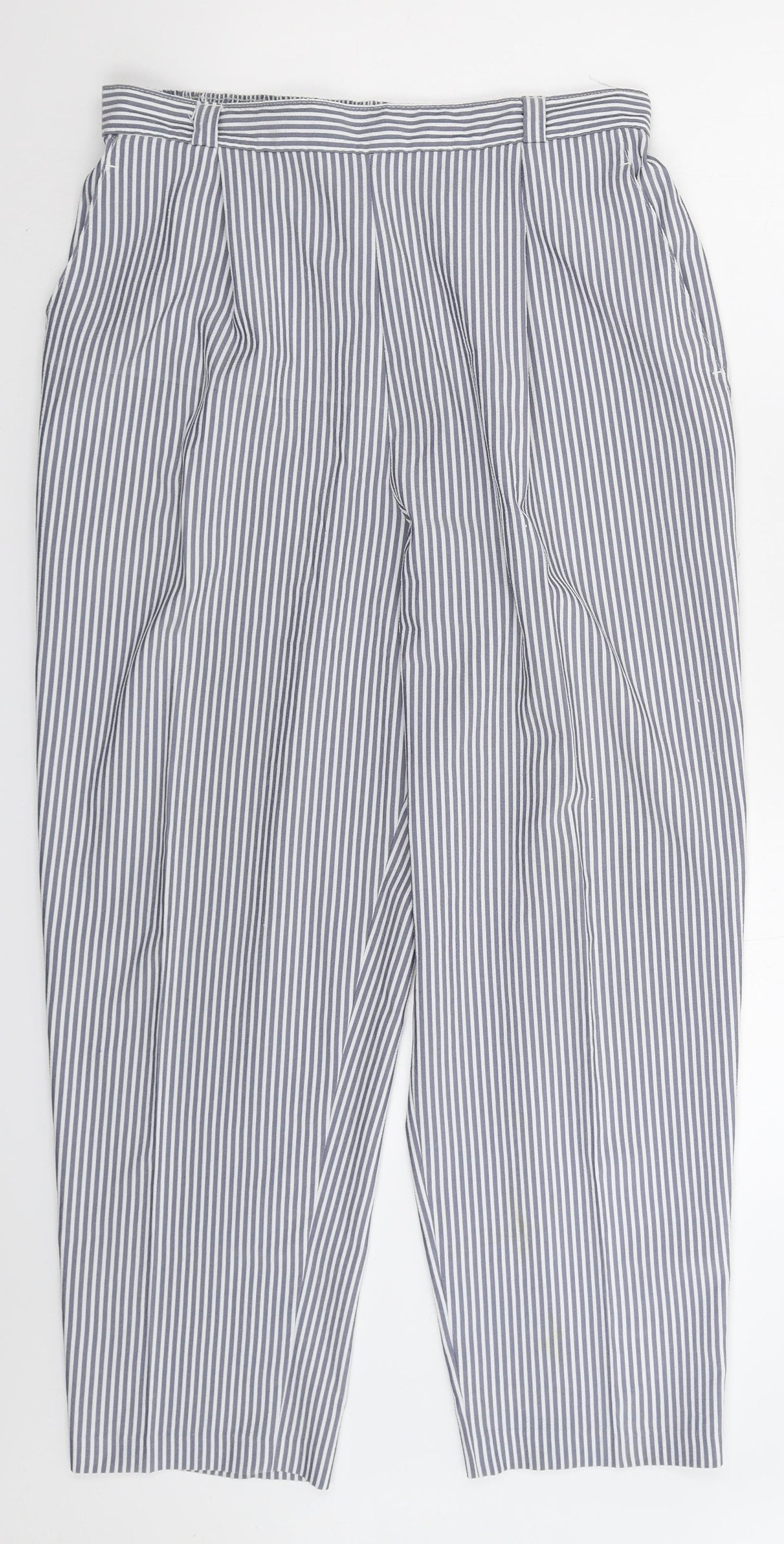 St Michael Womens Grey Striped  Trousers  Size 18 L28 in