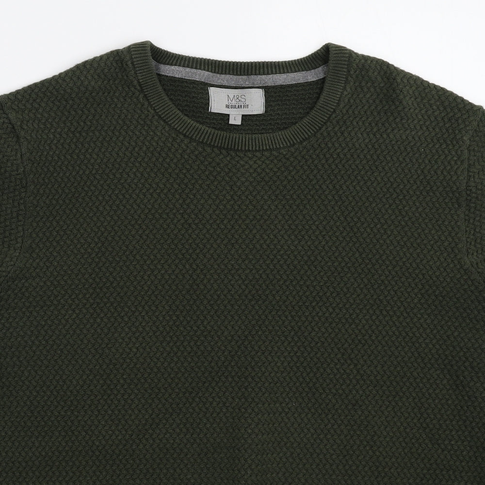 Marks and Spencer Mens Green  Knit Pullover Jumper Size M