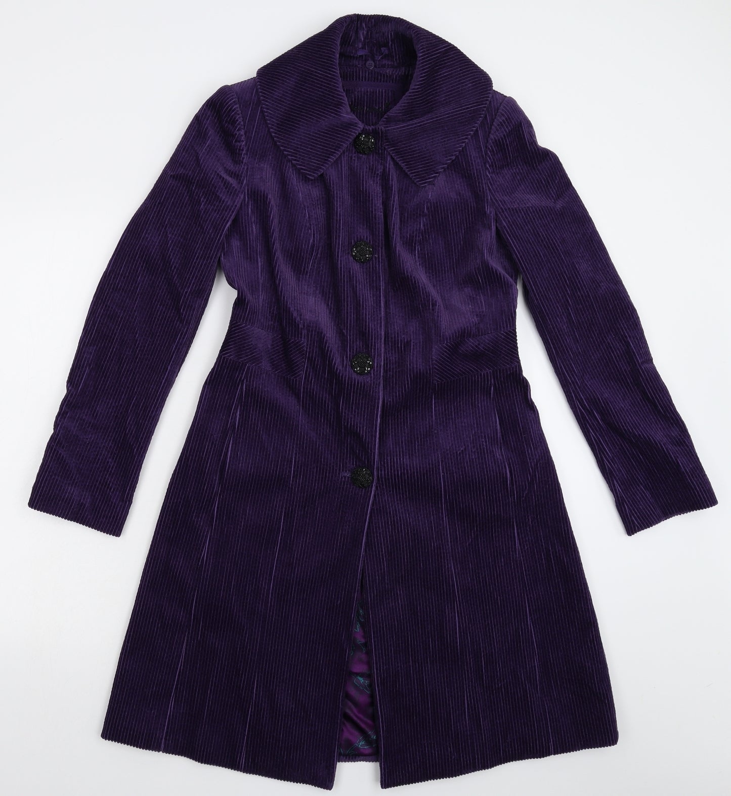 Per Una Womens Purple  Corduroy Pea Coat Coat Size 8