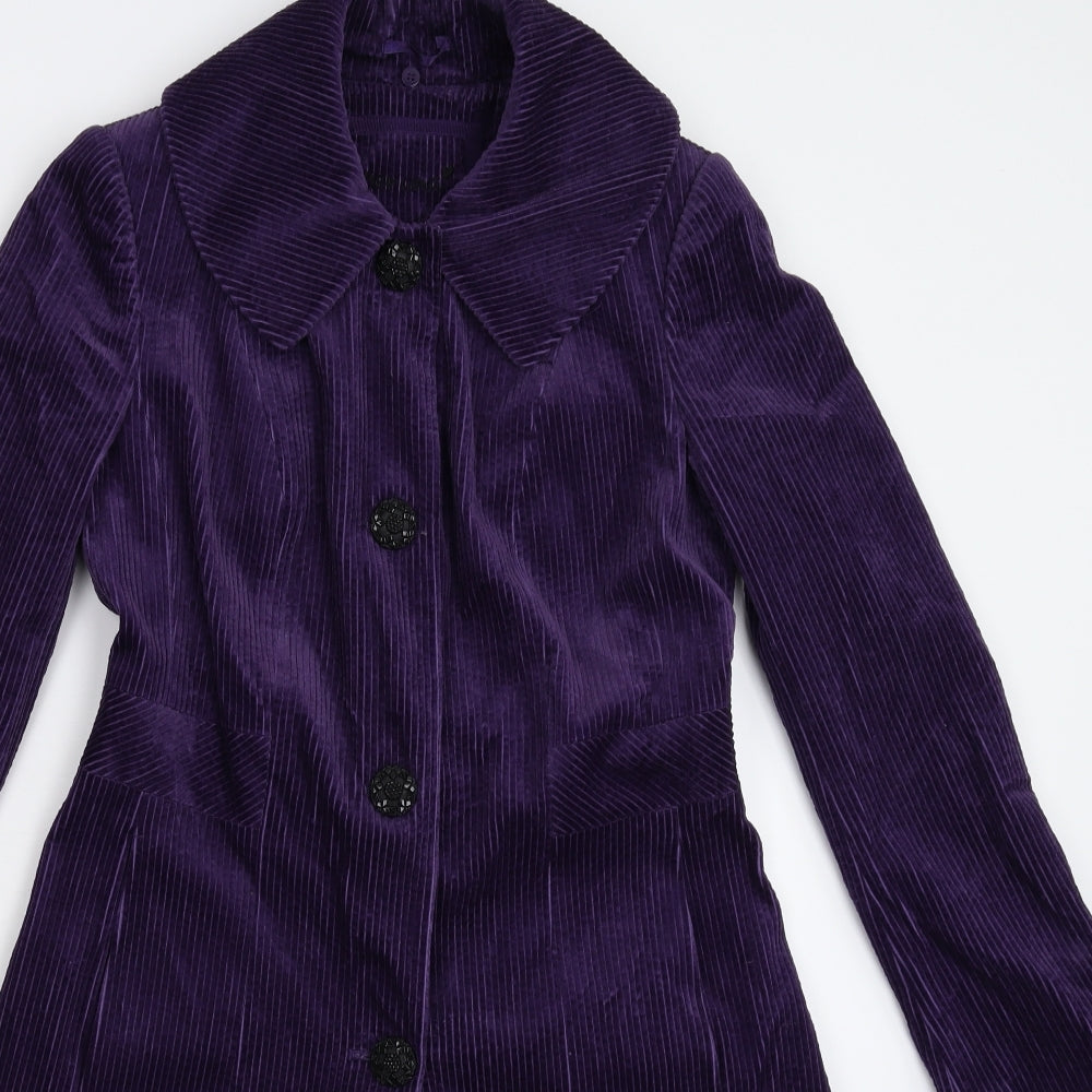 Per Una Womens Purple  Corduroy Pea Coat Coat Size 8
