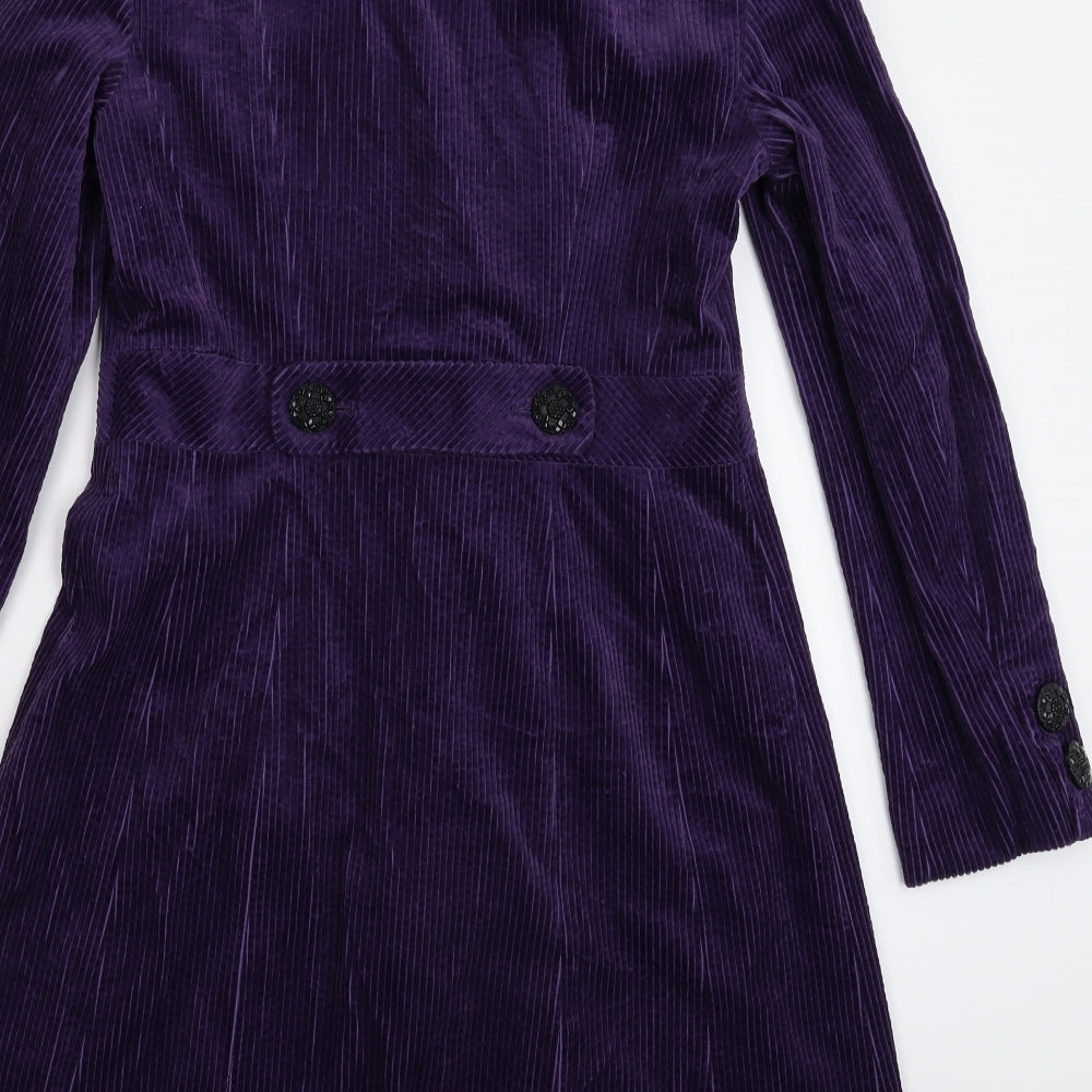 Per Una Womens Purple  Corduroy Pea Coat Coat Size 8