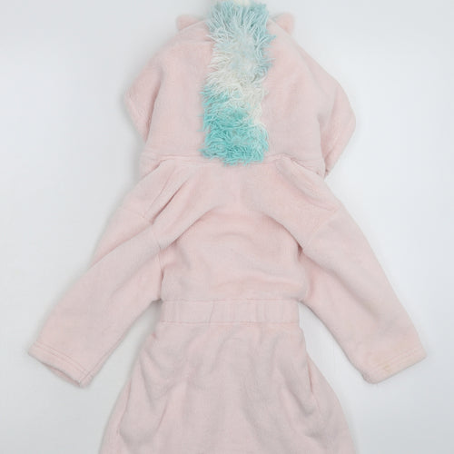 Marks and Spencer Girls Pink Solid Fleece Kimono Robe Size 2-3 Years
