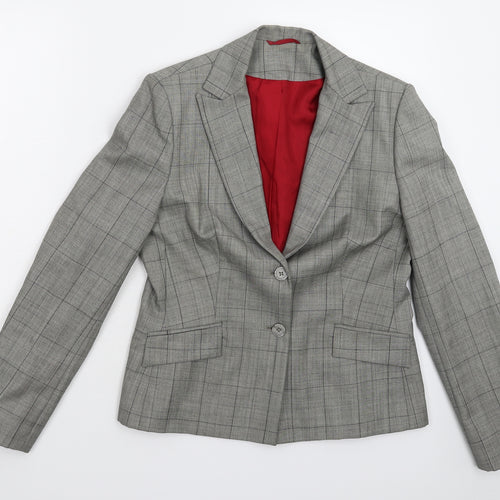 Preworn Womens Grey Check  Jacket Suit Jacket Size 10