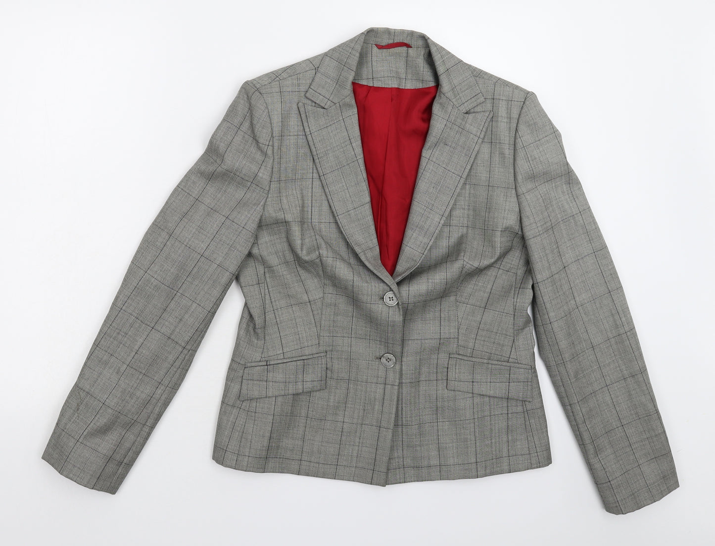 Preworn Womens Grey Check  Jacket Suit Jacket Size 10