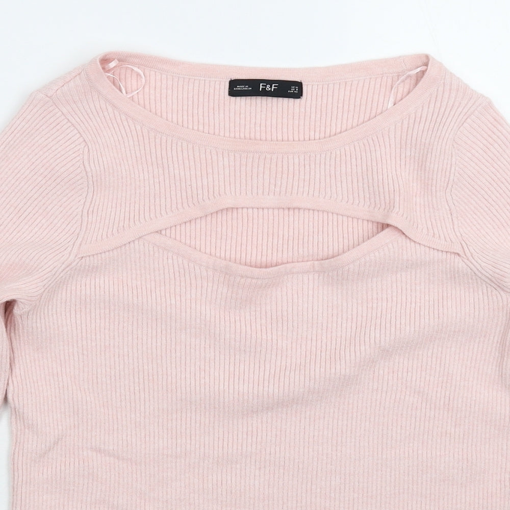 F&F Womens Pink  Knit Pullover Jumper Size 12