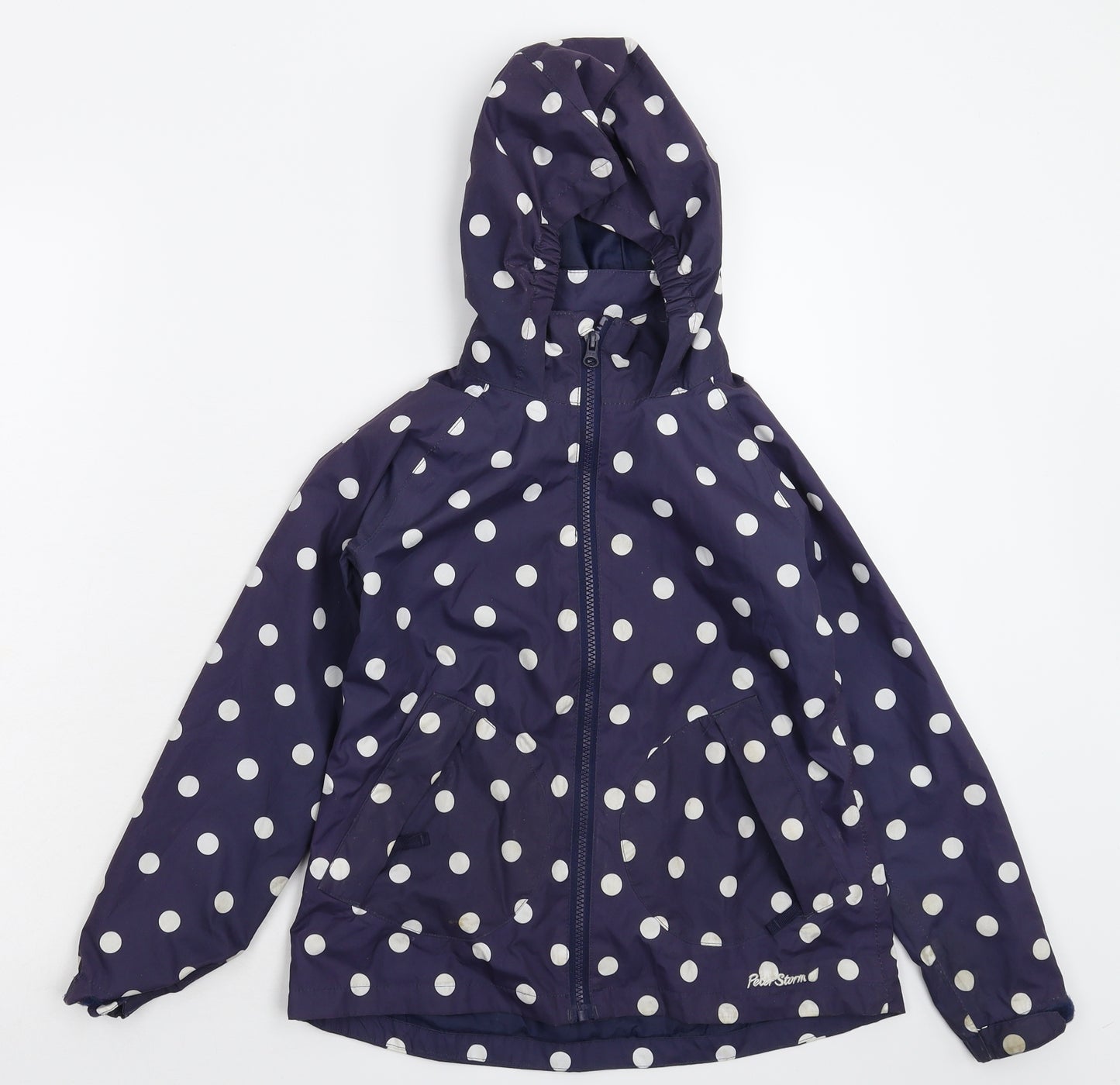 Peter Storm Girls Blue Polka Dot  Rain Coat Coat Size 7-8 Years