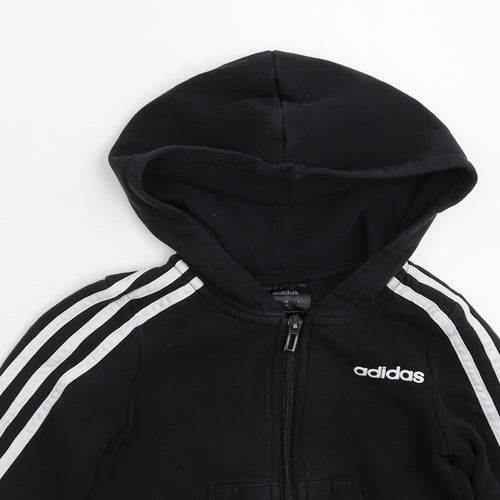 adidas Boys Black Striped  Full Zip Hoodie Size 7-8 Years