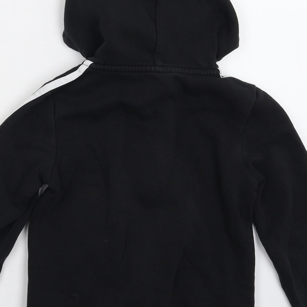 adidas Boys Black Striped  Full Zip Hoodie Size 7-8 Years