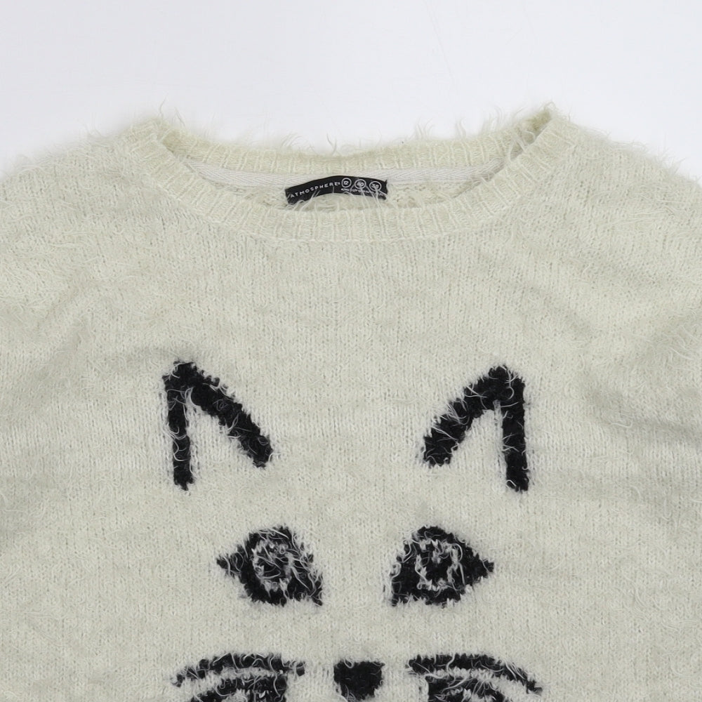 Atmosphere Womens White  Knit Pullover Jumper Size 12