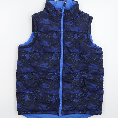 Fat Face Boys Blue Camouflage  Gilet Jacket Size 12-13 Years