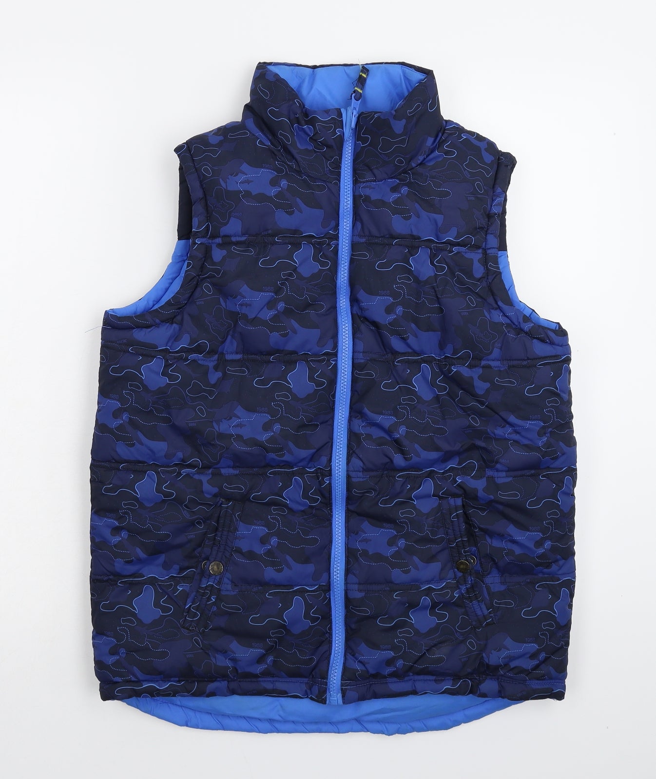 Fat Face Boys Blue Camouflage  Gilet Jacket Size 12-13 Years