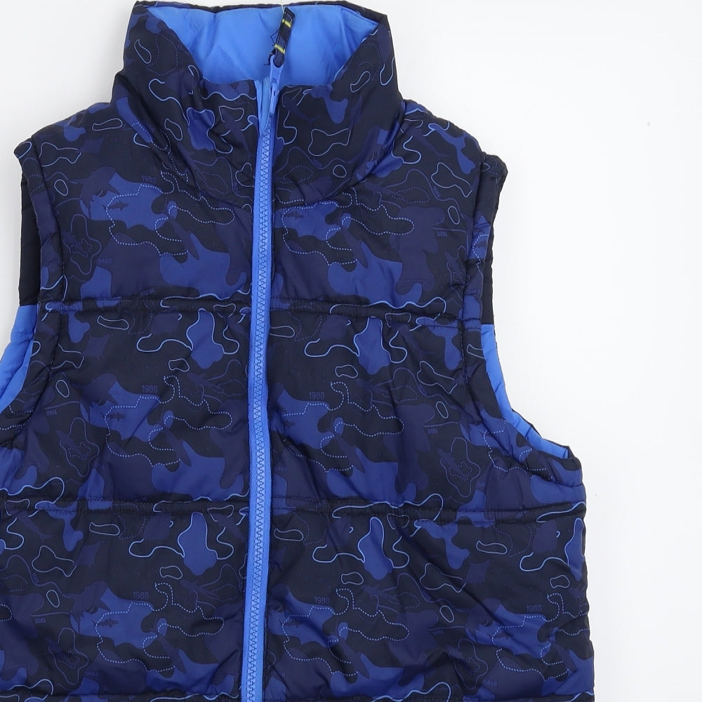 Fat Face Boys Blue Camouflage  Gilet Jacket Size 12-13 Years