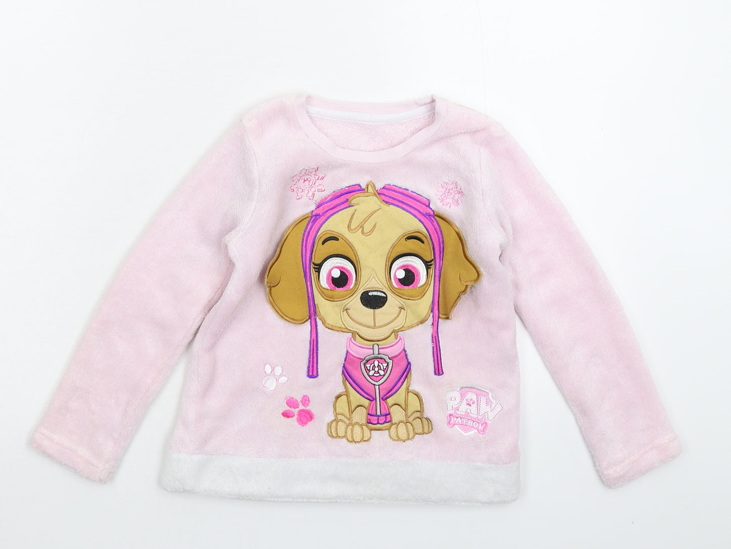 Nutmeg Girls Pink Solid Fleece Top Pyjama Top Size 6-7 Years