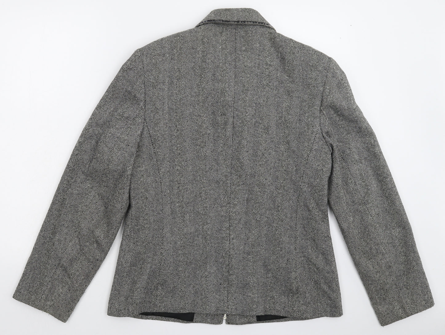 Gelco Womens Grey Herringbone  Jacket Blazer Size 12