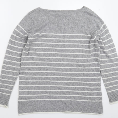 First Avenue Womens Grey Striped Knit Pullover Jumper Size S