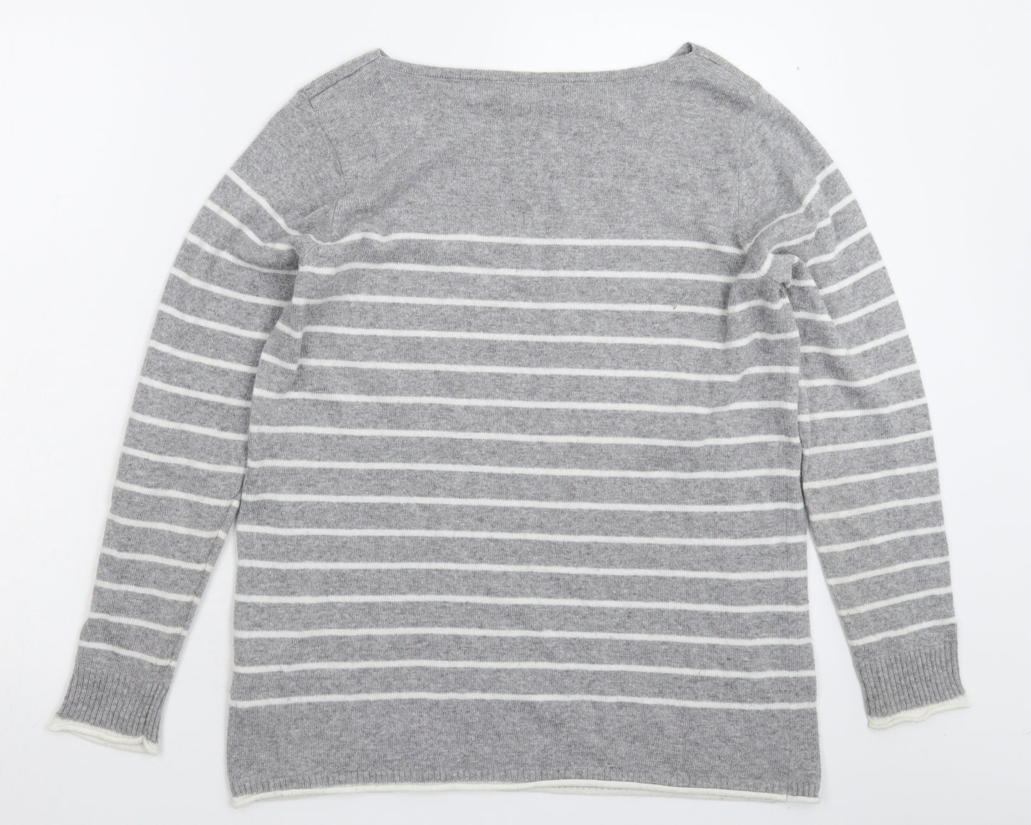 First Avenue Womens Grey Striped Knit Pullover Jumper Size S