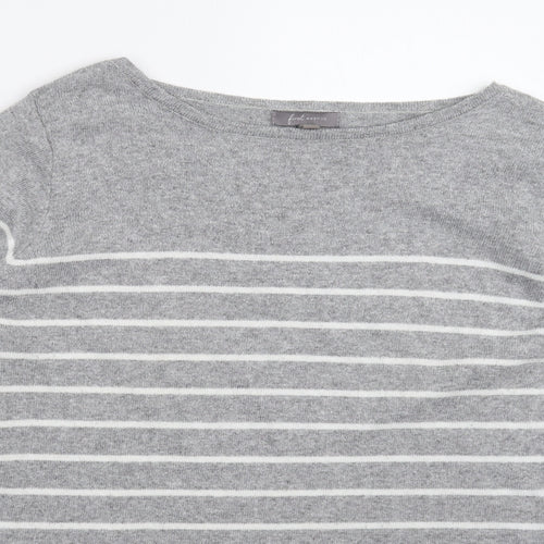 First Avenue Womens Grey Striped Knit Pullover Jumper Size S