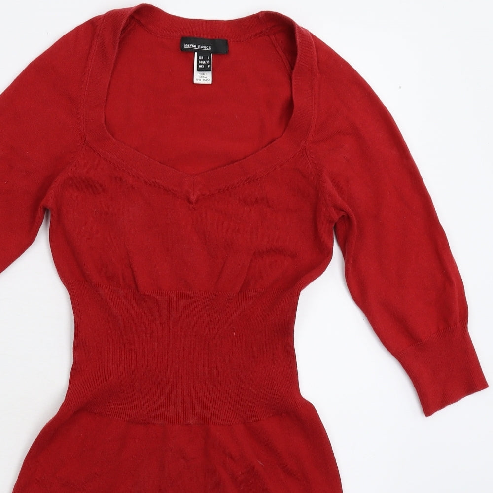 Mango Womens Red  Knit Jumper Dress  Size S