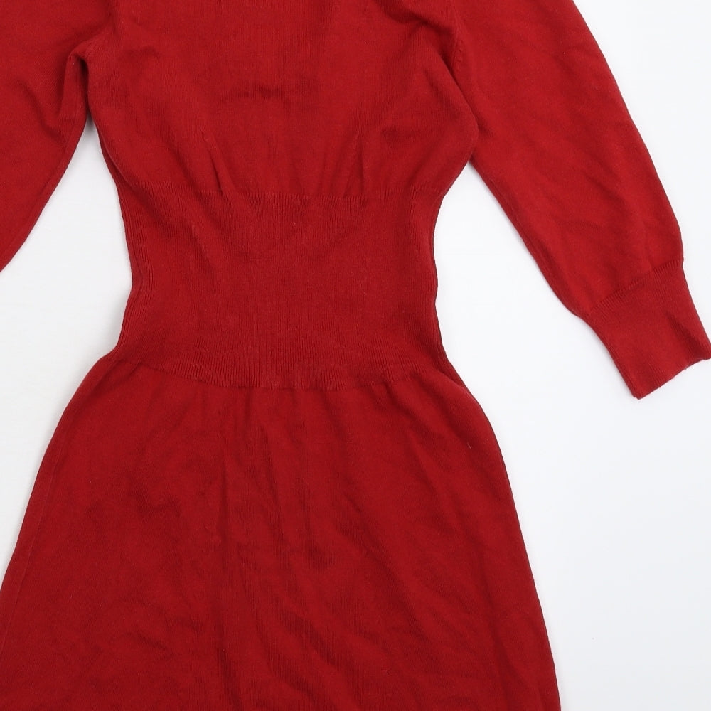 Mango Womens Red  Knit Jumper Dress  Size S