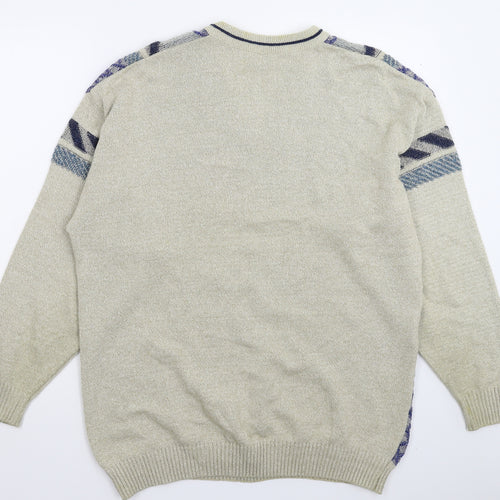 Farah Mens Multicoloured Geometric Knit Pullover Jumper Size XL