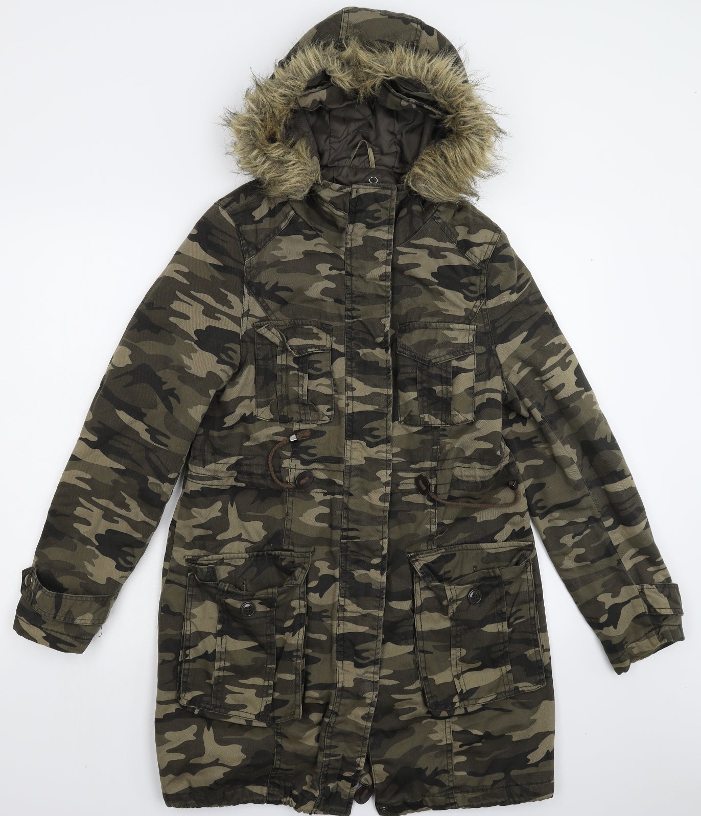 Atmosphere Womens Multicoloured Camouflage  Parka Coat Size M