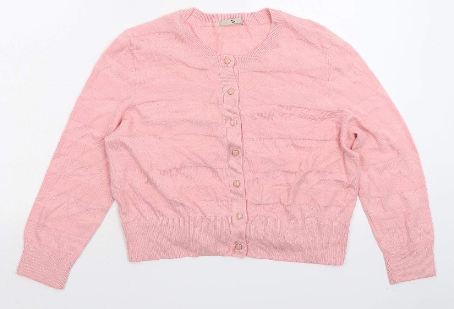 TU Womens Pink  Knit Cardigan Jumper Size 14