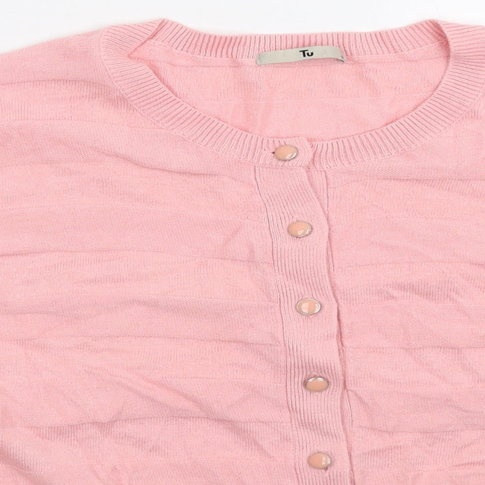TU Womens Pink  Knit Cardigan Jumper Size 14