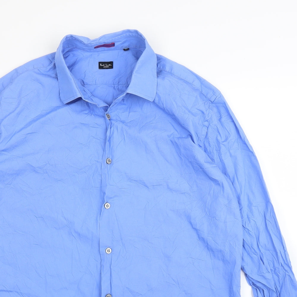 Paul Smith Mens Blue  Rayon  Button-Up Size 44