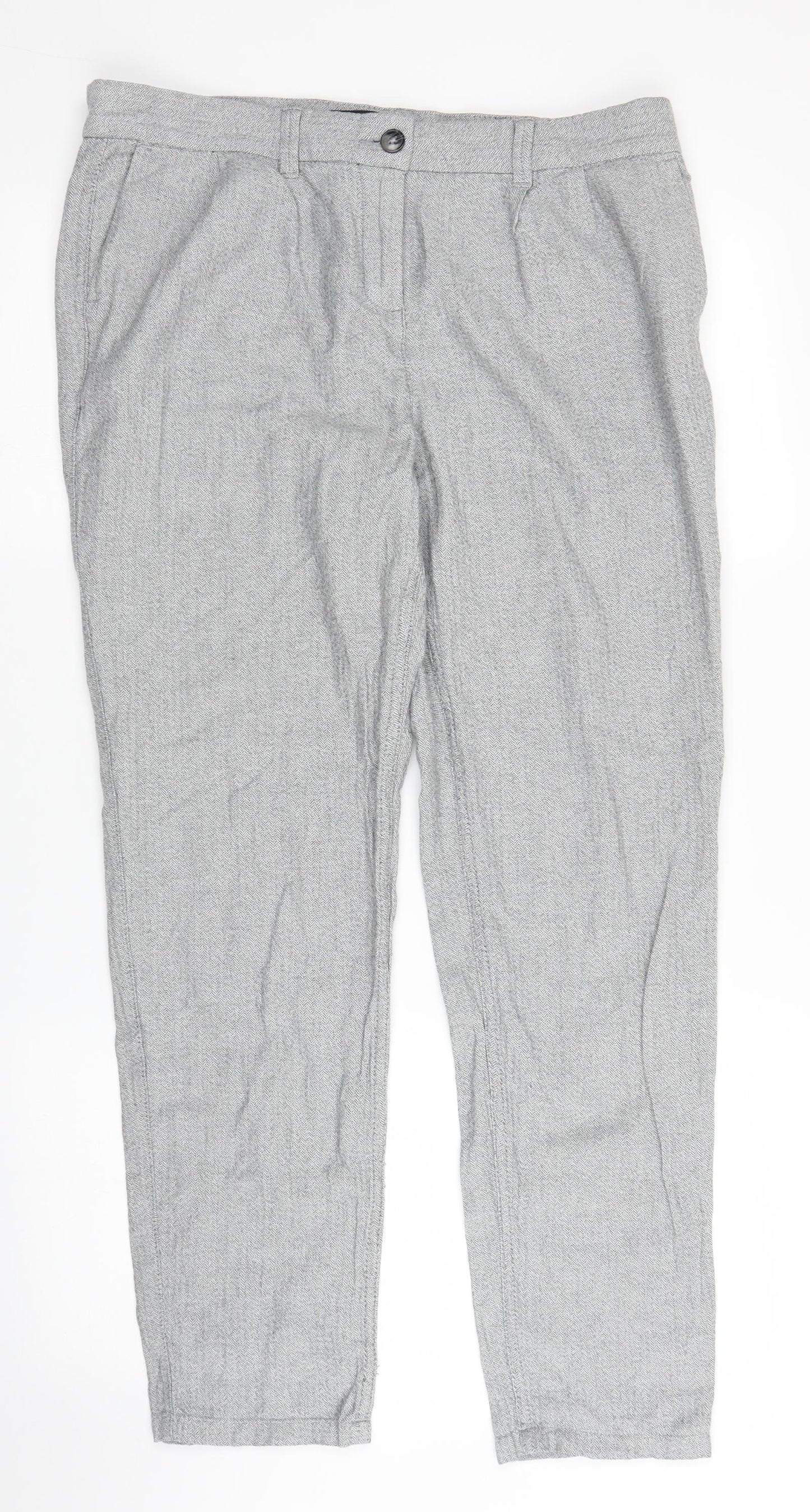 NEXT Womens Grey   Capri Trousers Size 14 L27 in
