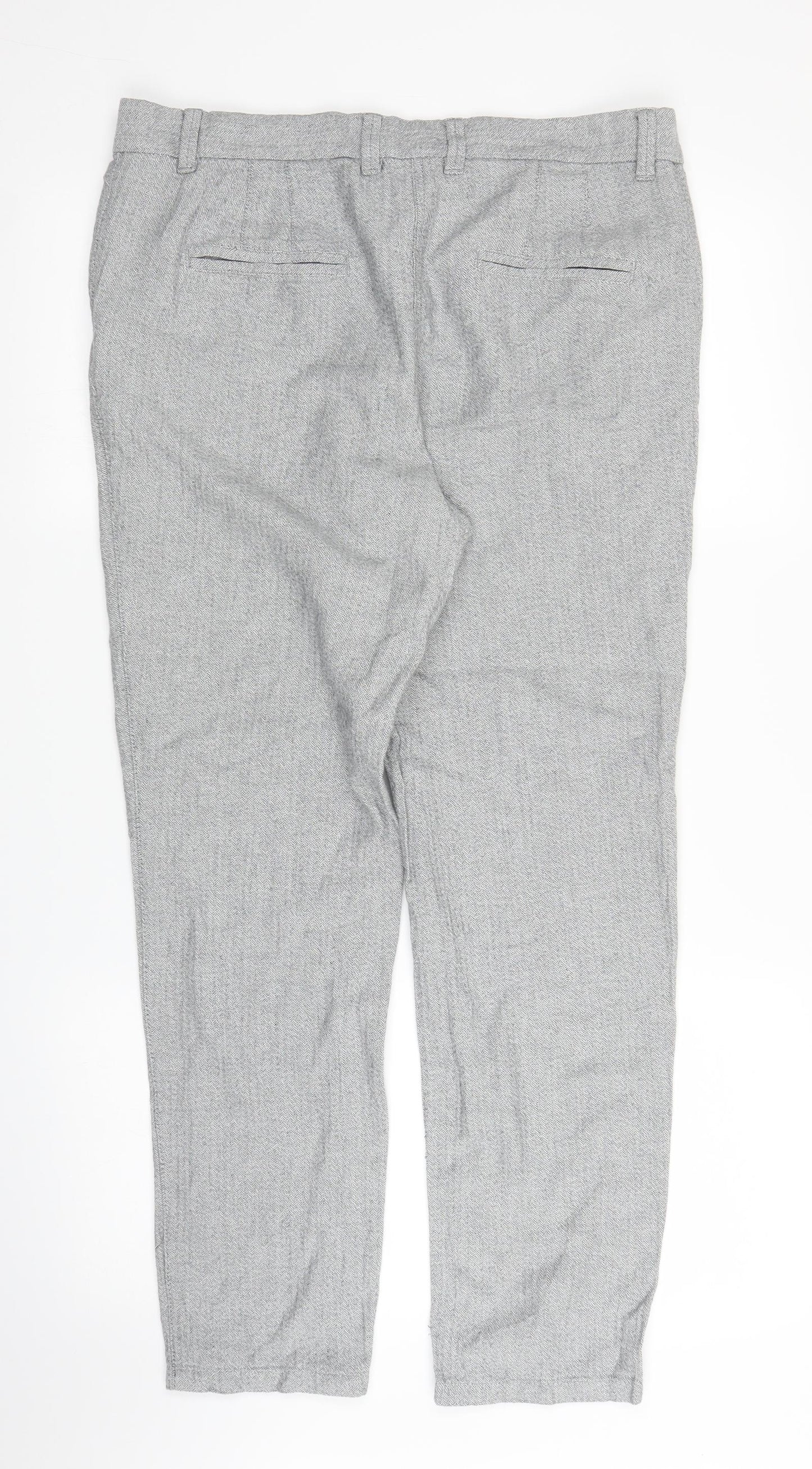 NEXT Womens Grey   Capri Trousers Size 14 L27 in