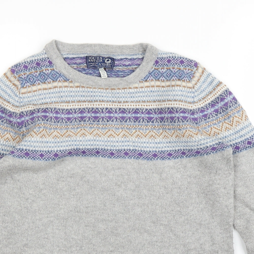 Joules Womens Grey Fair Isle  Pullover Jumper Size 12