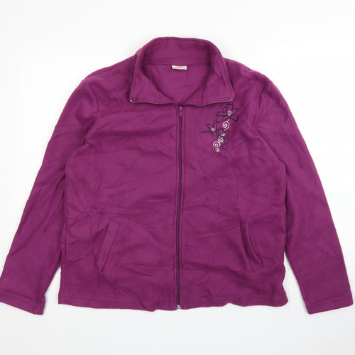 Anna De Lancay Womens Purple Floral  Full Zip Jumper Size M