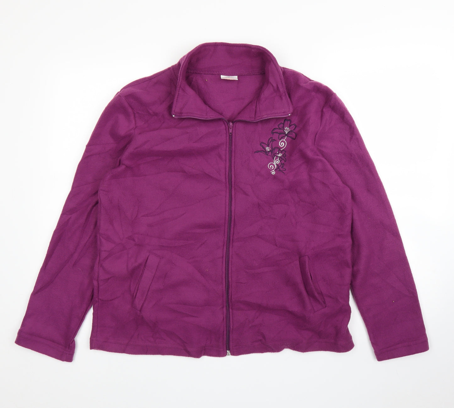 Anna De Lancay Womens Purple Floral  Full Zip Jumper Size M