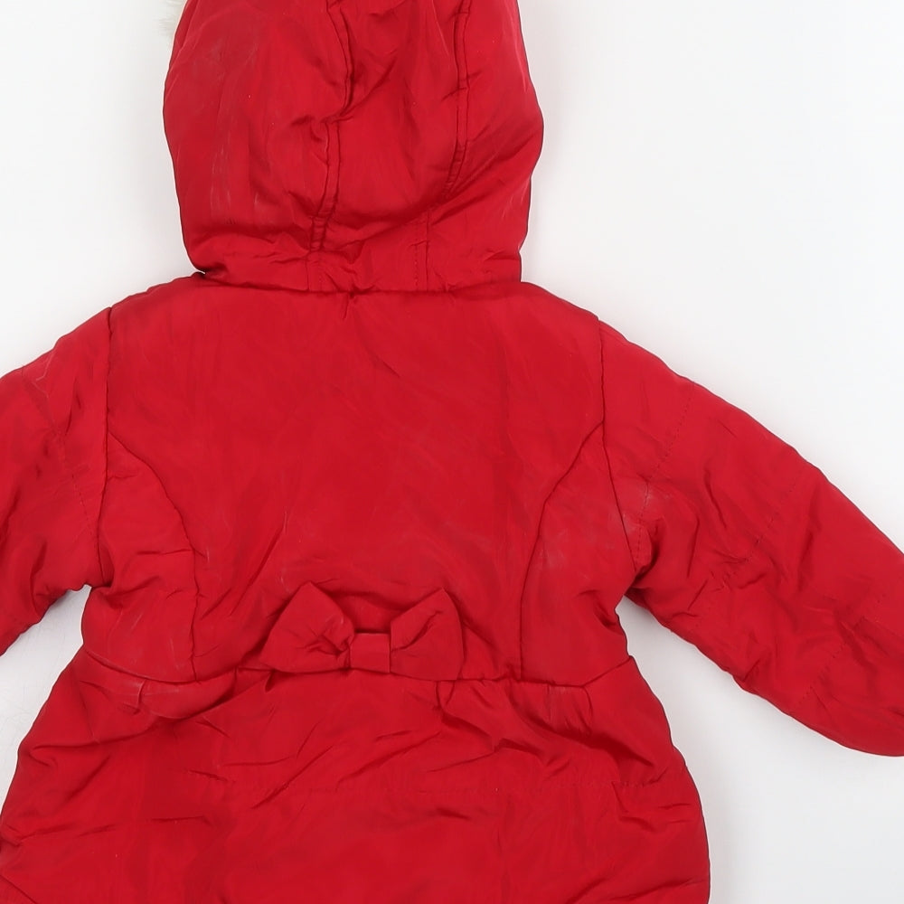 Matalan Girls Red   Puffer Jacket Coat Size 6-9 Months