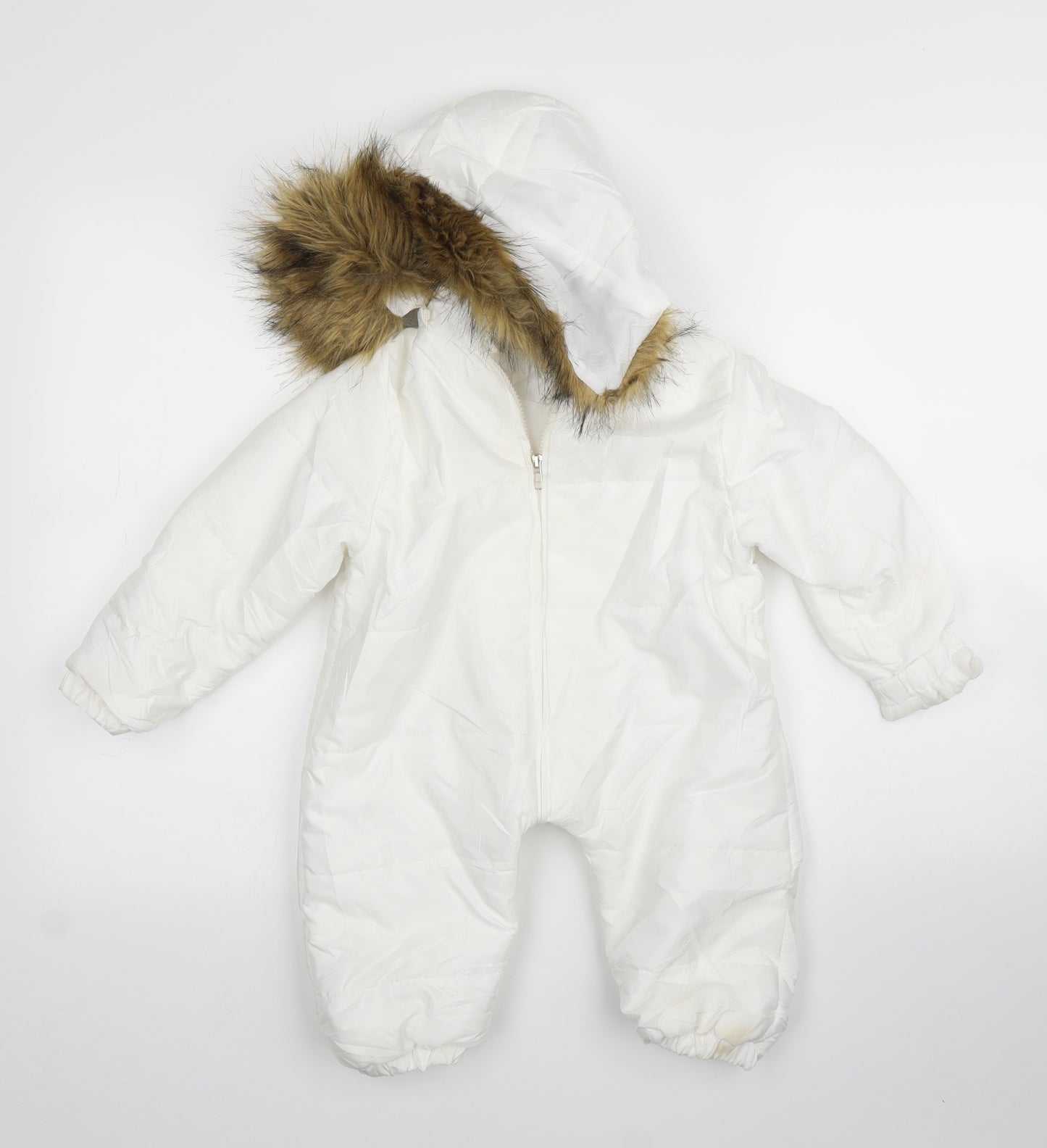 Preworn Baby White   Puffer Jacket Snowsuit Size 12-18 Months