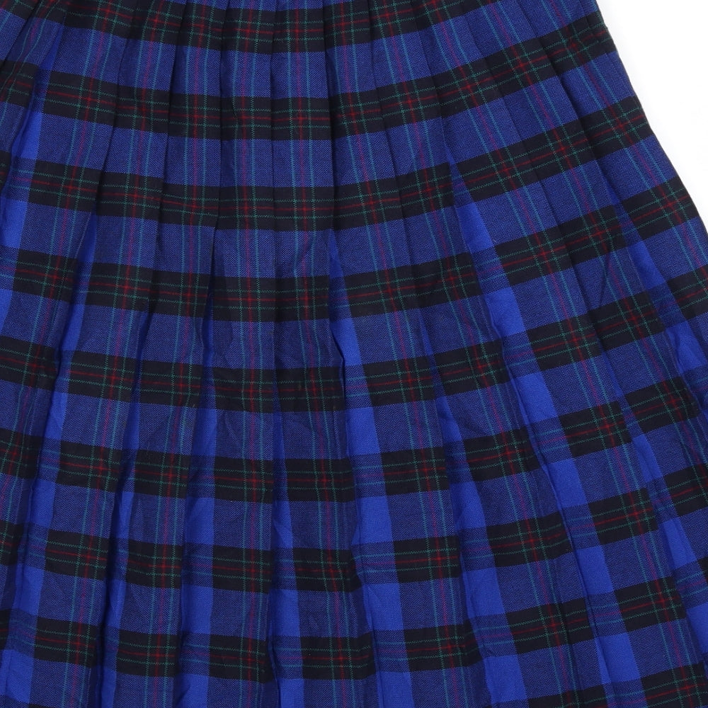 St Michael Womens Blue Plaid  Pleated Skirt Size 14